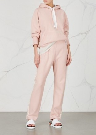 RAG & BONE Light pink jersey jogging trousers | sports luxe pants | side stripe joggers - flipped