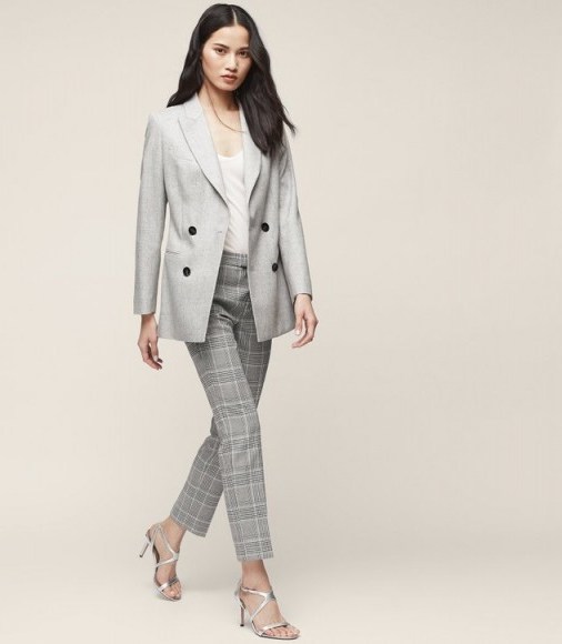 LOGAN DOUBLE-BREASTED BLAZER / smart grey jackets / effortless style / women’s blazers - flipped