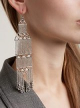 SAINT LAURENT Long multi-tier earrings ~ silver metal statement jewellery