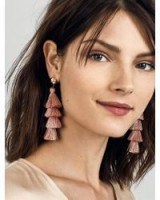 BAUBLEBAR GABRIELA STUD FRINGE DROPS ROSE | pink tasseled drop earrings | feminine statement jewellery - flipped