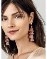 BAUBLEBAR GABRIELA STUD FRINGE DROPS ROSE | pink tasseled drop earrings | feminine statement jewellery