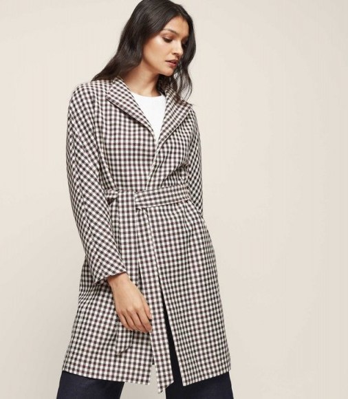 REISS MAE CHECKED TRENCH COAT ~ stylish check print coats - flipped