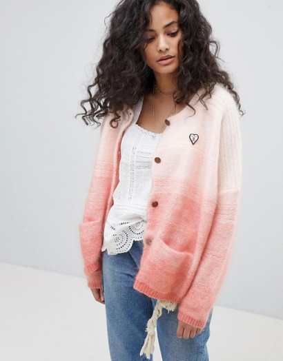 Maison Scotch Chunky Cardigan With Gradient Effect – pink ombre cardigans