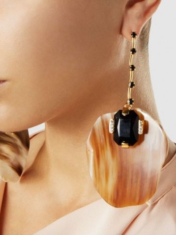 MARNI‎ Crystal-Embellished Horn Earrings ~ designer statement jewellery - flipped