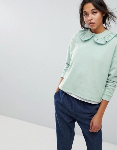 Max&Co Ruffle Sweatshirt | ruffled collar sweatshirts - flipped