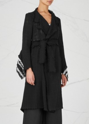 ROLAND MOURET Millington frayed tweed coat ~ chic black coats - flipped