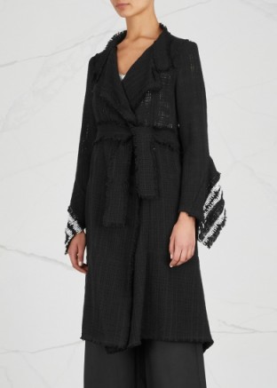 ROLAND MOURET Millington frayed tweed coat ~ chic black coats