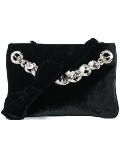 MIU MIU embellished chain clutch – black velvet bags - flipped