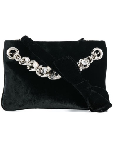 MIU MIU embellished chain clutch – black velvet bags