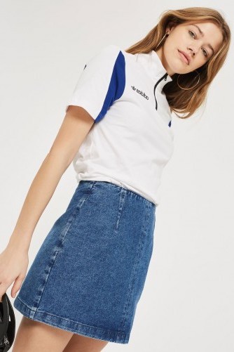 Topshop MOTO Denim A-line Skirt | blue mini skirts - flipped