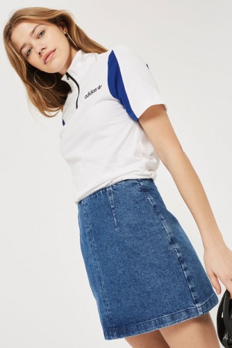 Topshop MOTO Denim A-line Skirt | blue mini skirts