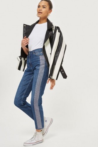 Topshop MOTO Diamante Striped Straight Leg Jeans | embellished denim - flipped