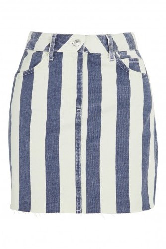 Topshop MOTO Striped Denim Skirt | blue and white stripe skirts - flipped
