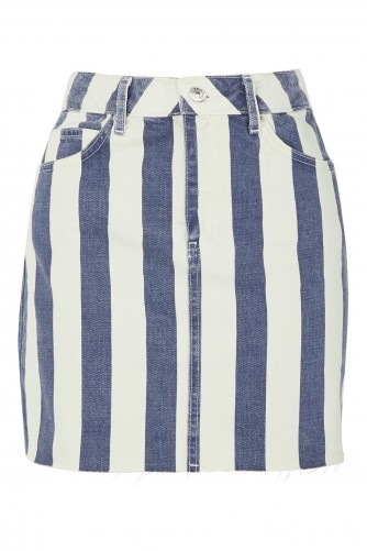Topshop MOTO Striped Denim Skirt | blue and white stripe skirts