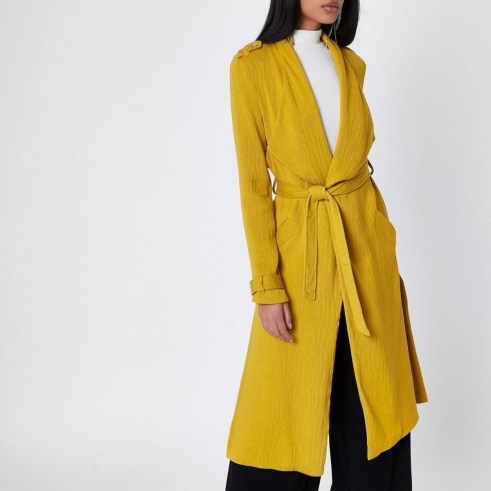 River Island Mustard yellow belted duster trench coat ~ stylish lightweight coats ~ spring style outerwear - flipped