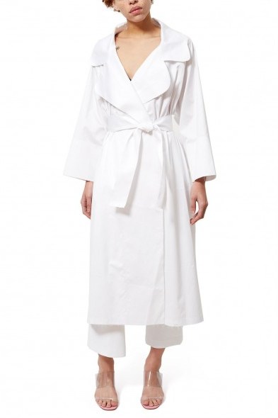Norma Kamali DOLMAN 80S FLARED TRENCH | chic white spring coats - flipped