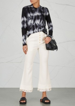 PROENZA SCHOULER Off white lace-trimmed cady trousers | cropped flares - flipped