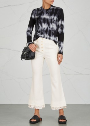 PROENZA SCHOULER Off white lace-trimmed cady trousers | cropped flares