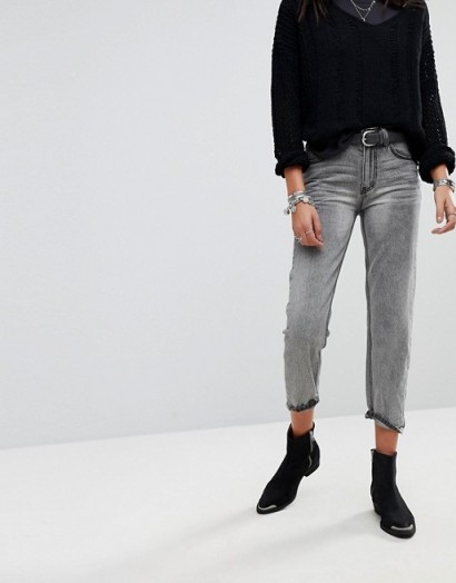 One Teaspoon Awesome Baggies Straight Leg Jean With Distressed Pocket in Camden | grey wash denim