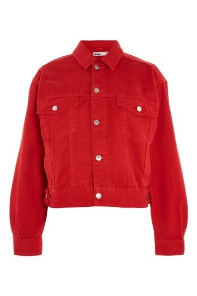 Topshop Oversized Denim Jacket | casual red jackets - flipped