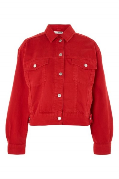 Topshop Oversized Denim Jacket | casual red jackets