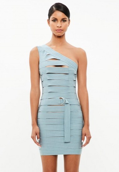 peace + love blue bandage one shoulder dress ~ luxe party dresses - flipped