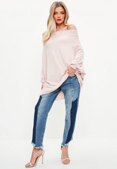 Missguided brushed bardot tunic top – oversized off the shoulder tops