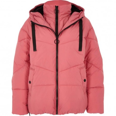 River Island Pink double layer hooded puffer jacket ~ warm winter jackets - flipped