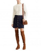Polo Ralph Lauren Pinstriped Merino Wool Skirt / navy blue button-front skirts