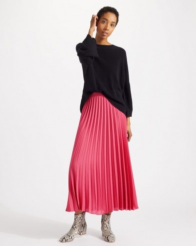 JIGSAW PLEATED MIDI SKIRT WATERMELON / pink skirts / wardrobe staple - flipped