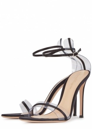 GIANVITO ROSSI Plexi satin and Persepex sandals ~ clear barely there heels - flipped
