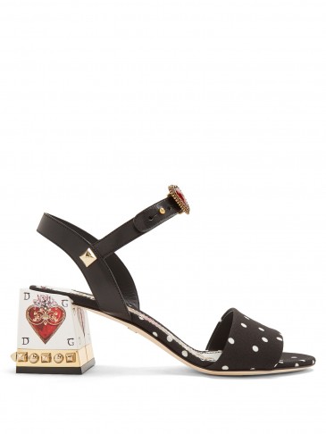 DOLCE & GABBANA Embellished block heel polka-dot print sandals