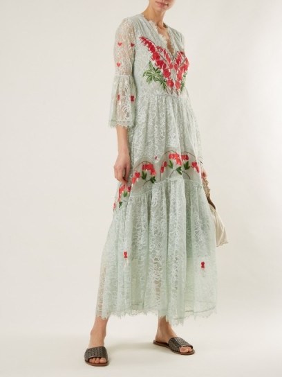 TEMPERLEY LONDON Potion embroidered floral-lace dress ~ feminine mint-green dresses - flipped