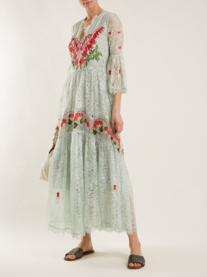 TEMPERLEY LONDON Potion embroidered floral-lace dress ~ feminine mint-green dresses