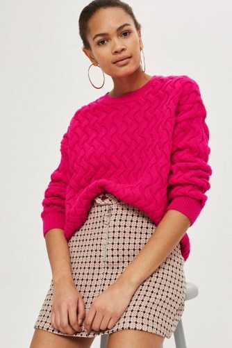 Topshop Pretty Geometric Print Jacquard Mini Skirt | pink printed skirts - flipped