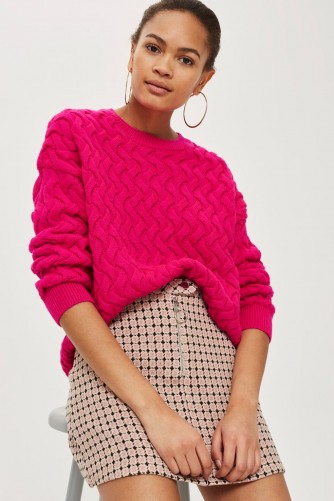 Topshop Pretty Geometric Print Jacquard Mini Skirt | pink printed skirts