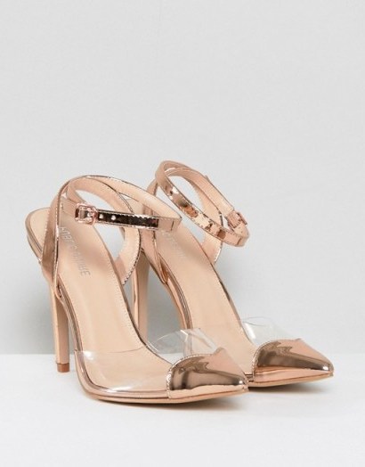 Public Desire Heart Throb Rose Gold Clear Detail Court Shoes Rose gold/perspex – metallic party heels - flipped