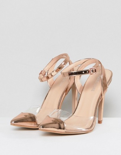 Public Desire Heart Throb Rose Gold Clear Detail Court Shoes Rose gold/perspex – metallic party heels