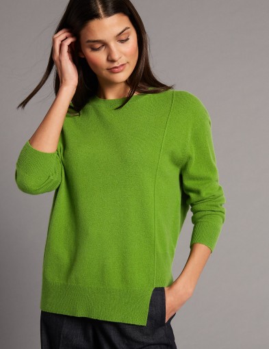 AUTOGRAPH Pure Cashmere Step Hem Round Neck Jumper / luxury green jumpers / M&S knitwear / Marks and Spencer sweaters