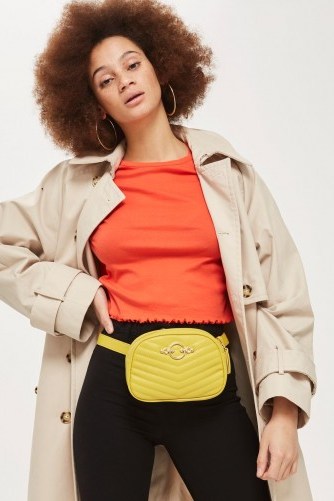 Topshop Queenie Quilted Bum Bag | yellow 80s vintage style bags - flipped