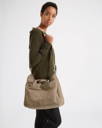 JIGSAW RENNER EVERYDAY BAG TAUPE / roomy suede bags - flipped