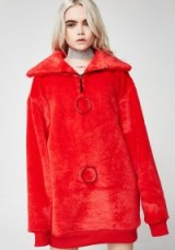 Riccetti Clothing DON’T WORRY IT’S FAKE HOODIE | fluffy red oversized pullovers