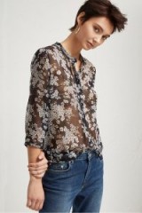 FRENCH CONNECTION RISHIRI CRINKLE COLLARLESS SHIRT | sheer floral shirts