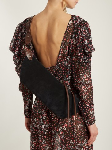 SAINT LAURENT Saharienne suede cross-body bag ~ stylish black crossbody bags