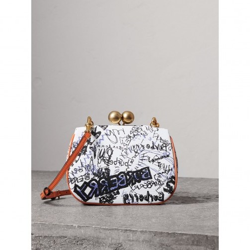 BURBERRY Small Doodle Print Metal Frame Clutch Bag - flipped