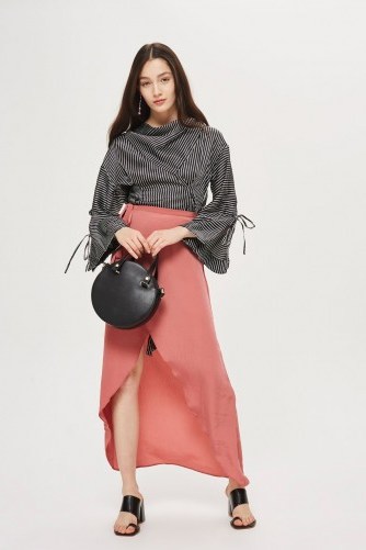 Topshop Soft Wrap Maxi Skirt in Dusty Pink | long skirts for spring/summer - flipped