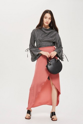 Topshop Soft Wrap Maxi Skirt in Dusty Pink | long skirts for spring/summer