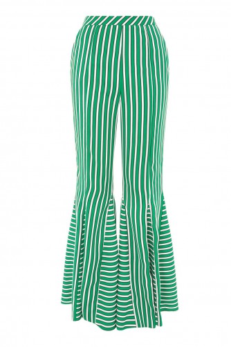 Topshop Stripe Flare Trousers / striped green extreme flares