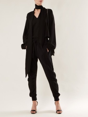 HAIDER ACKERMANN Stripe-trimmed panelled track pants ~ chic black joggers - flipped