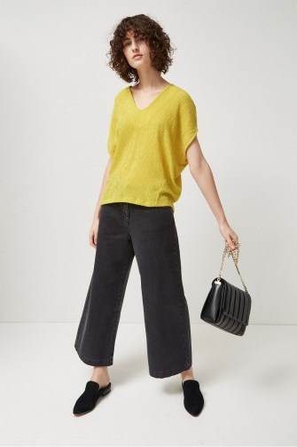 French Connection SUSUI SEERSUCKER JERSEY TOP DARK CITRON – yellow tops - flipped